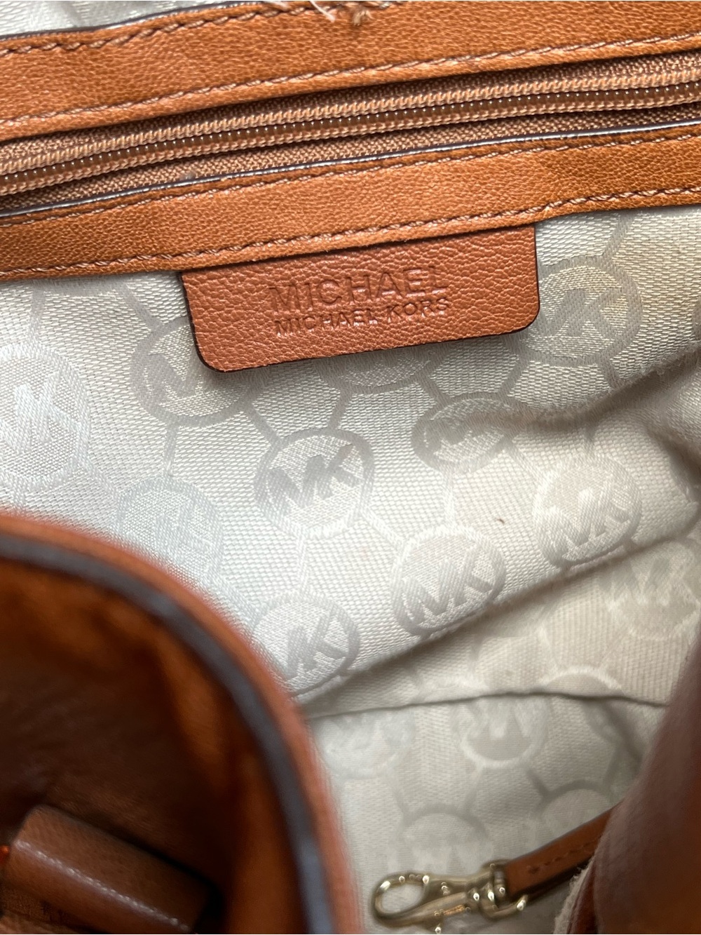 Michael Kors Hamilton Leather Satchel Bag Cognac Tan (Very Good Condition) - Picture 10 of 11